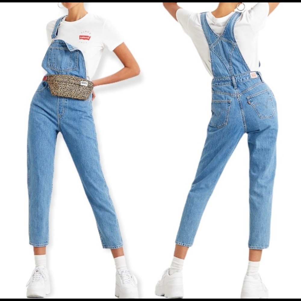 Levi’s new no tags taped overalls, medium light wash